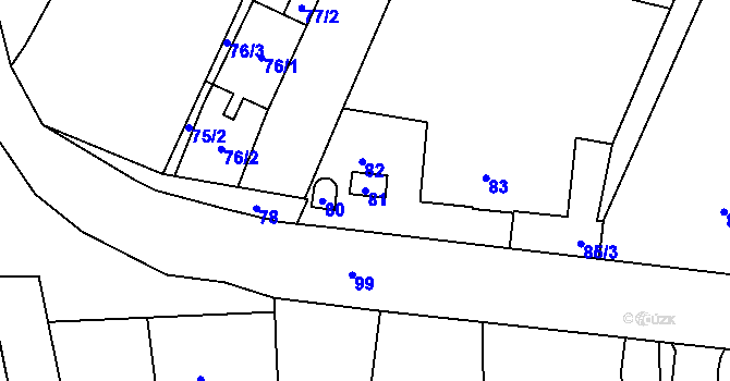 Parcela st. 81 v KÚ Žeraviny, Katastrální mapa