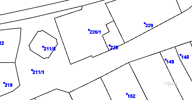 Parcela st. 227 v KÚ Žeraviny, Katastrální mapa