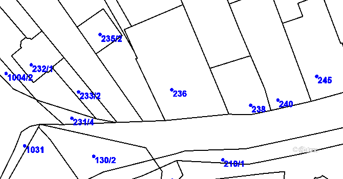 Parcela st. 236 v KÚ Žeraviny, Katastrální mapa