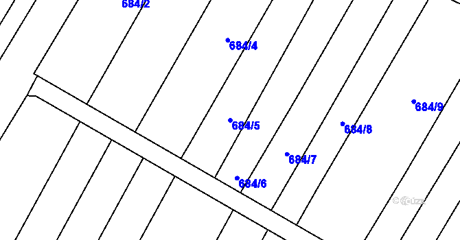 Parcela st. 684/5 v KÚ Žeraviny, Katastrální mapa