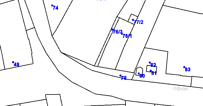 Parcela st. 75/2 v KÚ Žeraviny, Katastrální mapa