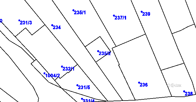 Parcela st. 235/2 v KÚ Žeraviny, Katastrální mapa