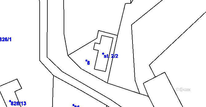 Parcela st. 2/2 v KÚ Žerčice, Katastrální mapa