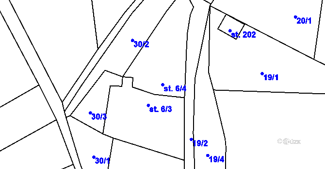 Parcela st. 6/4 v KÚ Žerčice, Katastrální mapa