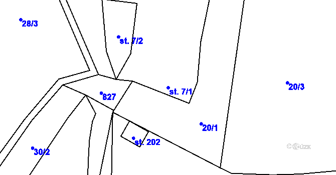 Parcela st. 7/1 v KÚ Žerčice, Katastrální mapa