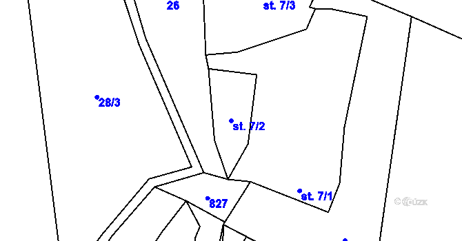 Parcela st. 7/2 v KÚ Žerčice, Katastrální mapa