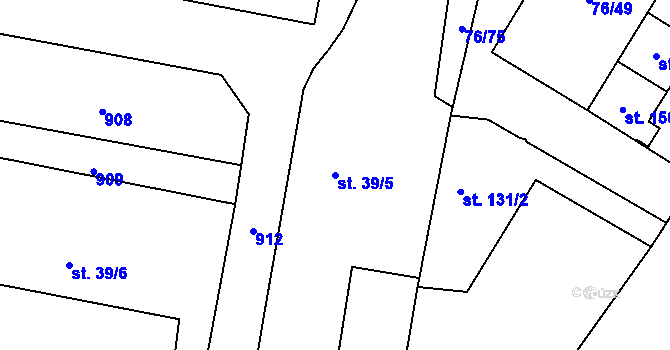 Parcela st. 39/5 v KÚ Žerčice, Katastrální mapa