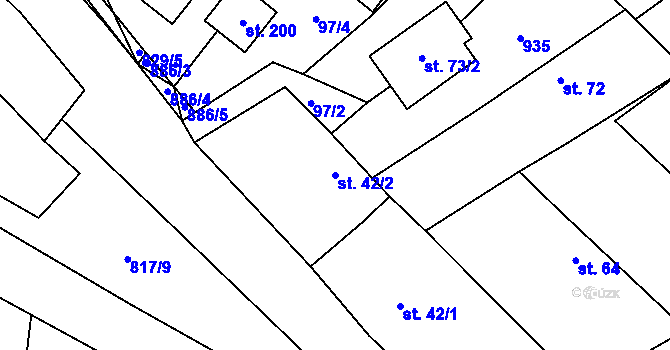 Parcela st. 42/2 v KÚ Žerčice, Katastrální mapa