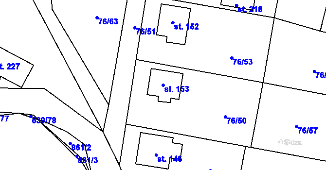 Parcela st. 153 v KÚ Žerčice, Katastrální mapa
