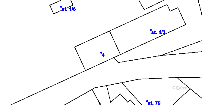 Parcela st. 4 v KÚ Žerčice, Katastrální mapa