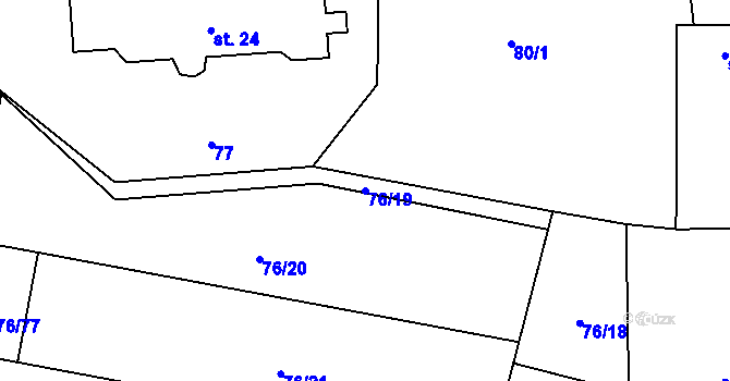 Parcela st. 76/19 v KÚ Žerčice, Katastrální mapa