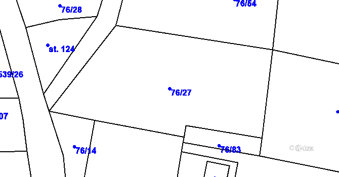 Parcela st. 76/27 v KÚ Žerčice, Katastrální mapa
