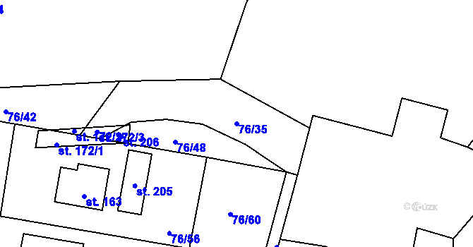 Parcela st. 76/35 v KÚ Žerčice, Katastrální mapa