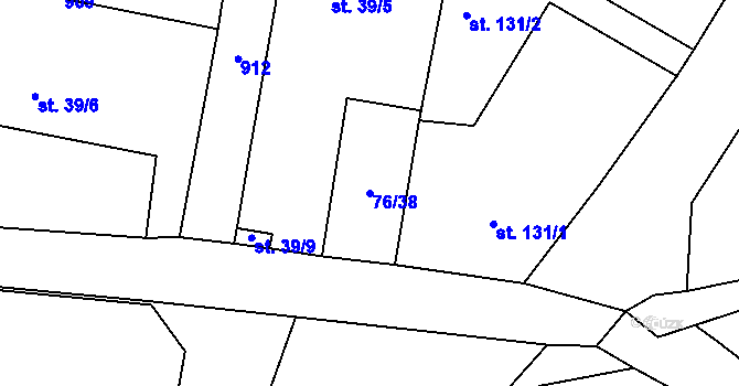 Parcela st. 76/38 v KÚ Žerčice, Katastrální mapa