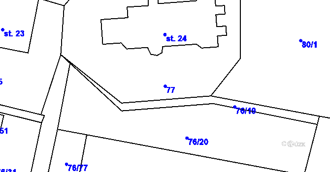 Parcela st. 77 v KÚ Žerčice, Katastrální mapa