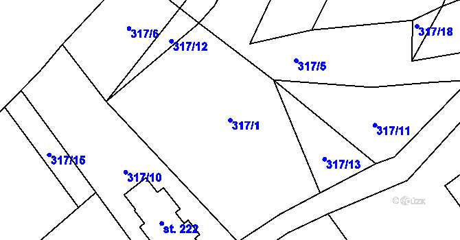 Parcela st. 317/1 v KÚ Žerčice, Katastrální mapa