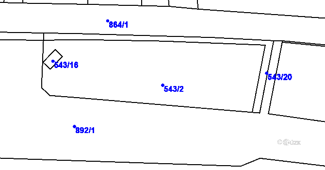 Parcela st. 543/2 v KÚ Žerčice, Katastrální mapa