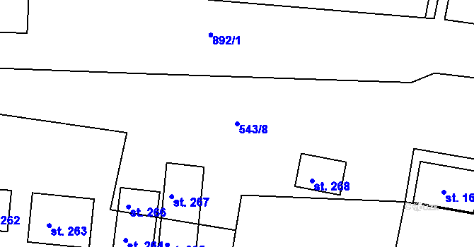 Parcela st. 543/8 v KÚ Žerčice, Katastrální mapa