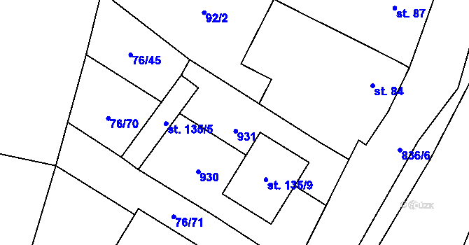 Parcela st. 135/8 v KÚ Žerčice, Katastrální mapa