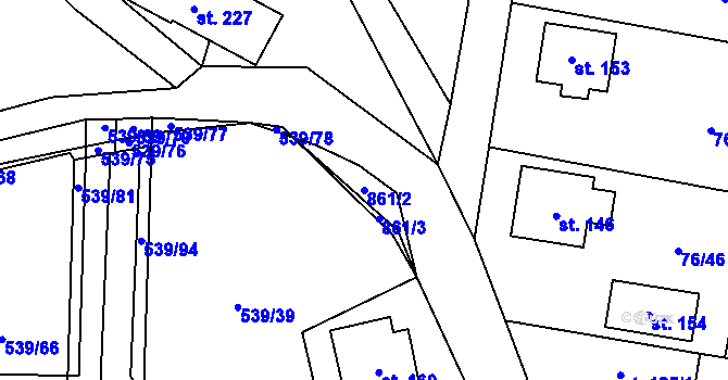 Parcela st. 861/2 v KÚ Žerčice, Katastrální mapa