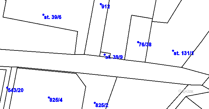 Parcela st. 39/9 v KÚ Žerčice, Katastrální mapa