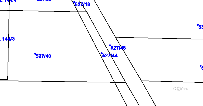 Parcela st. 527/44 v KÚ Žerčice, Katastrální mapa
