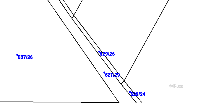 Parcela st. 529/25 v KÚ Žerčice, Katastrální mapa