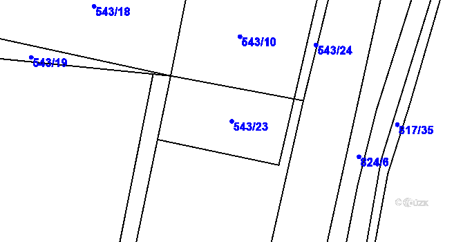 Parcela st. 543/23 v KÚ Žerčice, Katastrální mapa