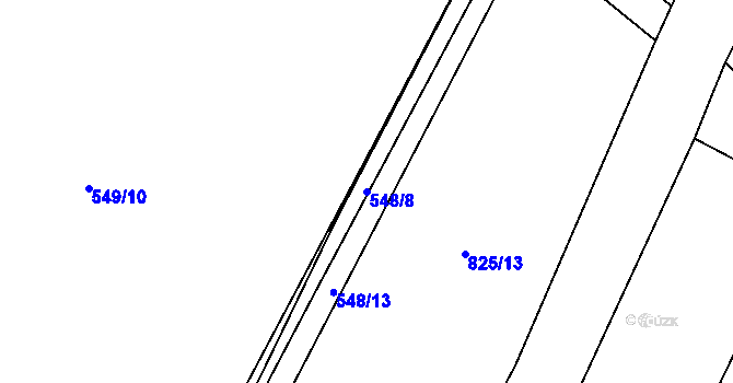 Parcela st. 548/8 v KÚ Žerčice, Katastrální mapa