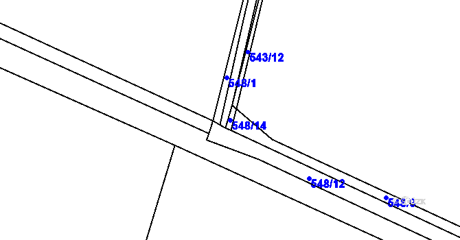 Parcela st. 548/14 v KÚ Žerčice, Katastrální mapa