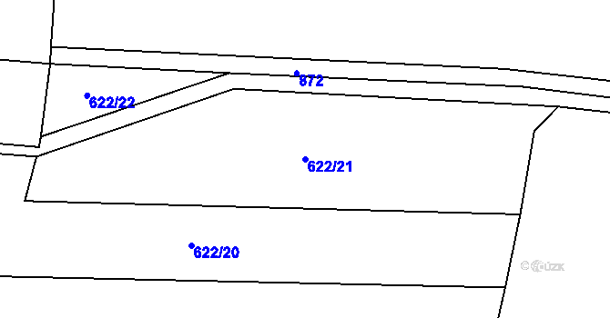 Parcela st. 622/21 v KÚ Žerčice, Katastrální mapa