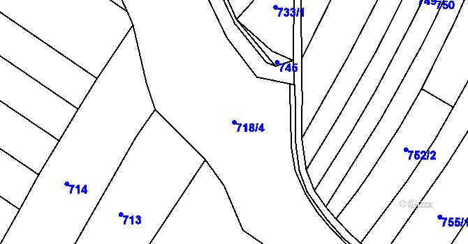 Parcela st. 718/4 v KÚ Žerčice, Katastrální mapa