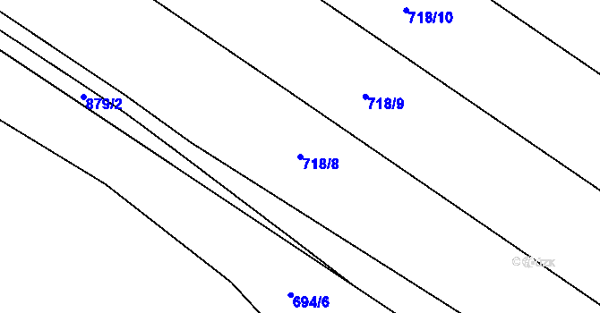 Parcela st. 718/8 v KÚ Žerčice, Katastrální mapa