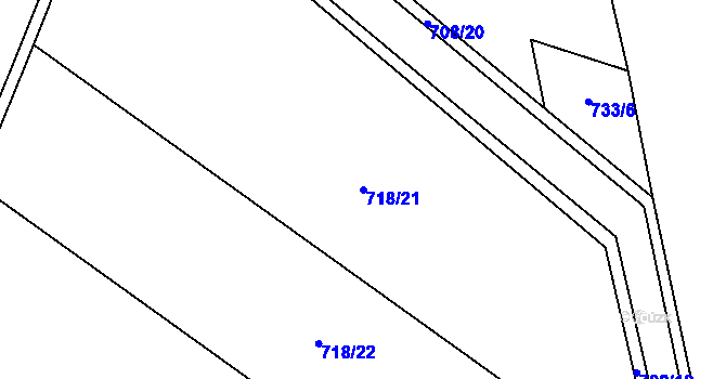 Parcela st. 718/21 v KÚ Žerčice, Katastrální mapa
