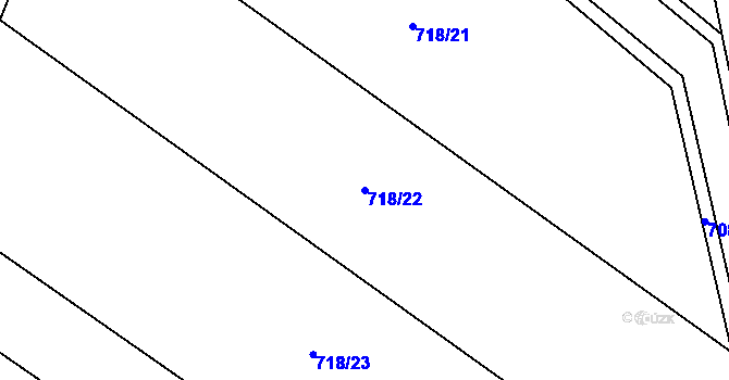 Parcela st. 718/22 v KÚ Žerčice, Katastrální mapa