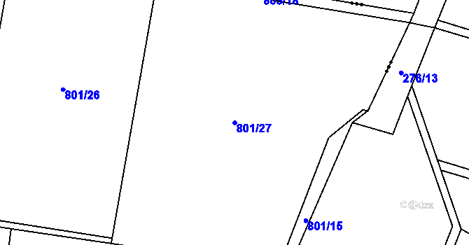 Parcela st. 801/27 v KÚ Žerčice, Katastrální mapa