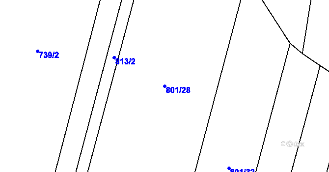Parcela st. 801/28 v KÚ Žerčice, Katastrální mapa