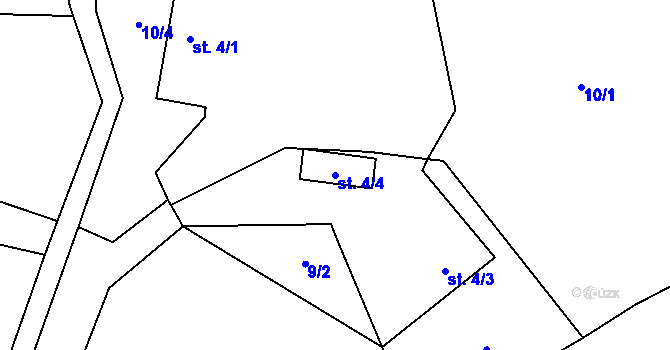 Parcela st. 4/4 v KÚ Žerčice, Katastrální mapa