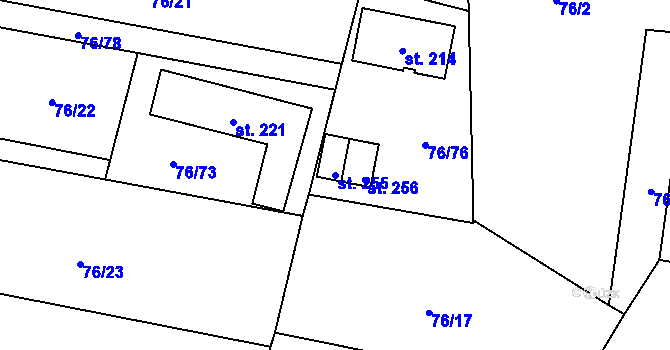 Parcela st. 255 v KÚ Žerčice, Katastrální mapa