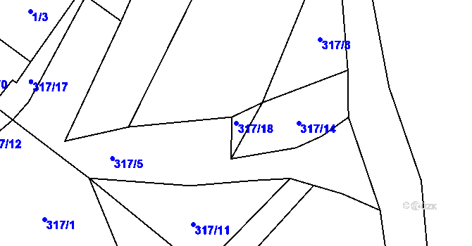 Parcela st. 317/18 v KÚ Žerčice, Katastrální mapa