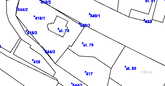 Parcela st. 79 v KÚ Hradíšťko, Katastrální mapa