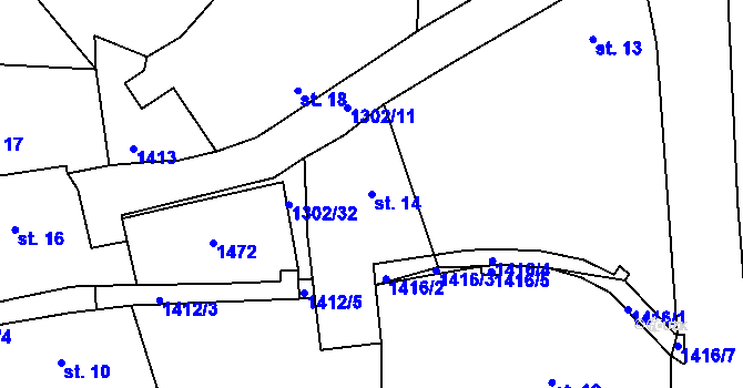 Parcela st. 14 v KÚ Žeretice, Katastrální mapa