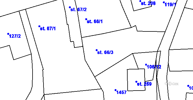 Parcela st. 66/3 v KÚ Žeretice, Katastrální mapa