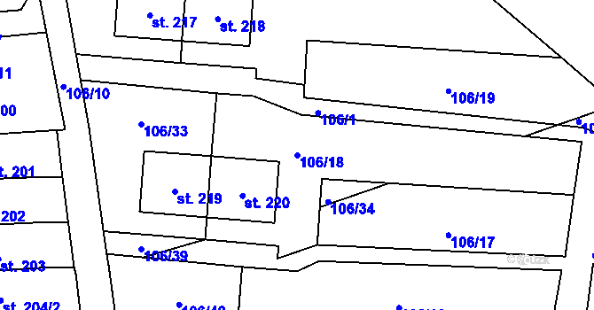 Parcela st. 106/18 v KÚ Žeretice, Katastrální mapa