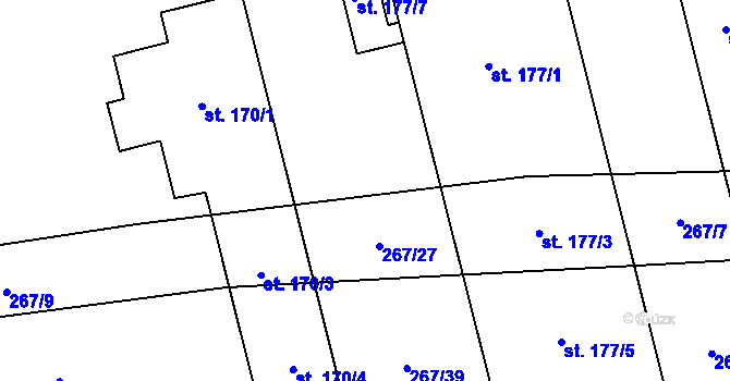 Parcela st. 267/20 v KÚ Žeretice, Katastrální mapa