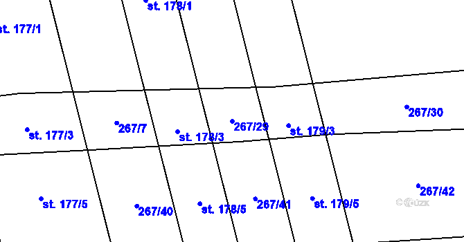 Parcela st. 267/29 v KÚ Žeretice, Katastrální mapa