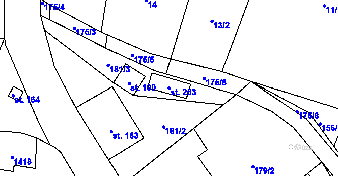 Parcela st. 263 v KÚ Žeretice, Katastrální mapa