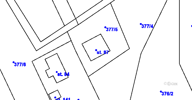 Parcela st. 87 v KÚ Žermanice, Katastrální mapa