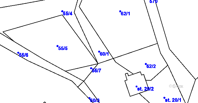 Parcela st. 60/1 v KÚ Žermanice, Katastrální mapa