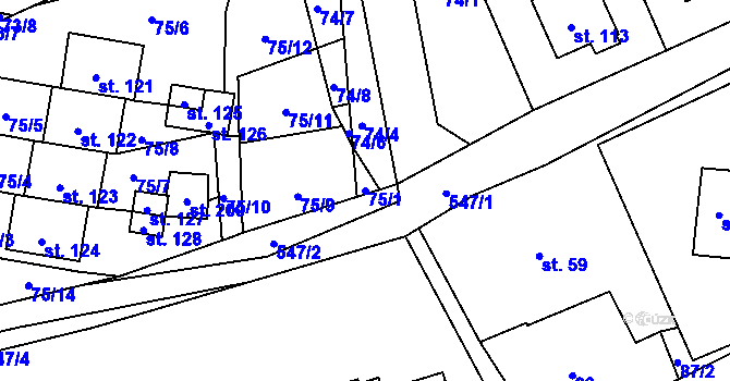 Parcela st. 75/1 v KÚ Žermanice, Katastrální mapa
